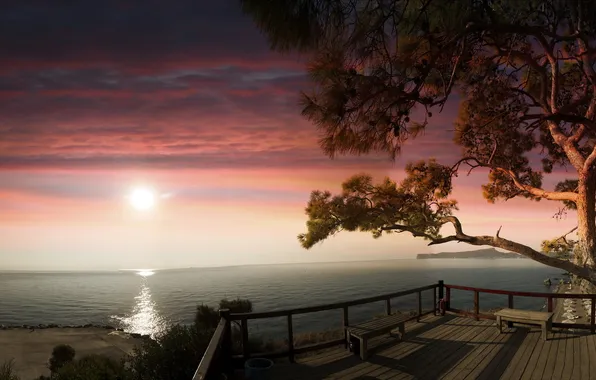 Море, пейзаж, утро