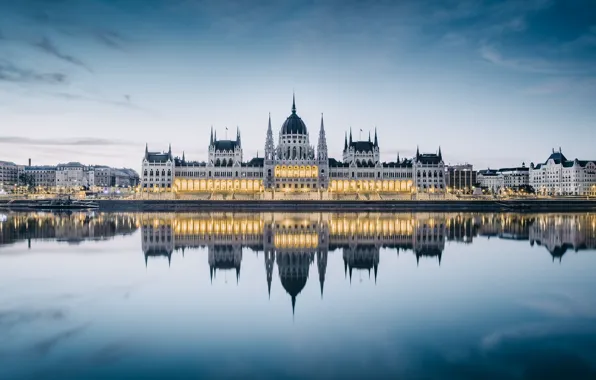 Вода, отражение, река, Парламент, архитектура, Будапешт