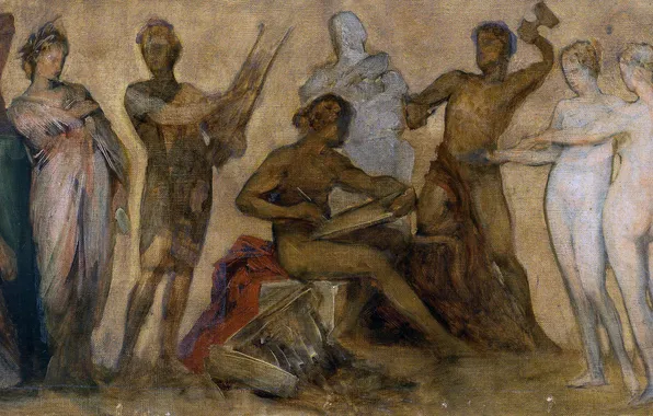 Люди, Картина, Австрийский художник, Hans Makart, Ганс Макарт, Фриз с аллегорическими сценами