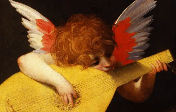 Картина, мифология, Музицирующий ангел, Россо Фьорентино, Rosso Fiorentino