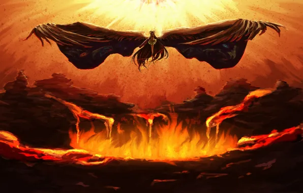 Оружие, огонь, крылья, reiuji utsuho, touhou