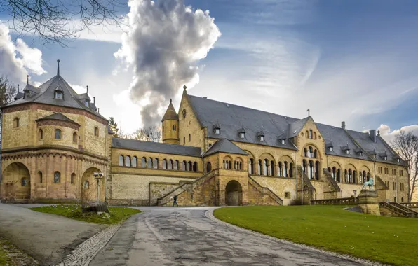 Пейзаж, замок, Германия, Goslar, Kaiserpfalz