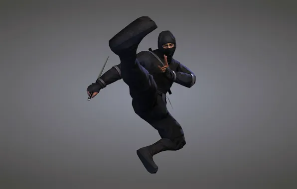 Оружие, меч, ниндзя, клинок, ninja, черный костюм