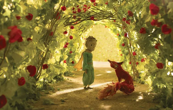 Rose, flower, fox, boy, animated film, hana, animated movie, The Little Prince
