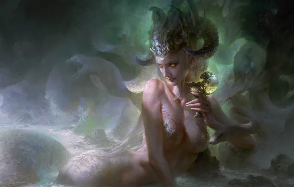 Змея, арт, fantasy, Guangjian Huang, Ophiuchus, Guang Yi