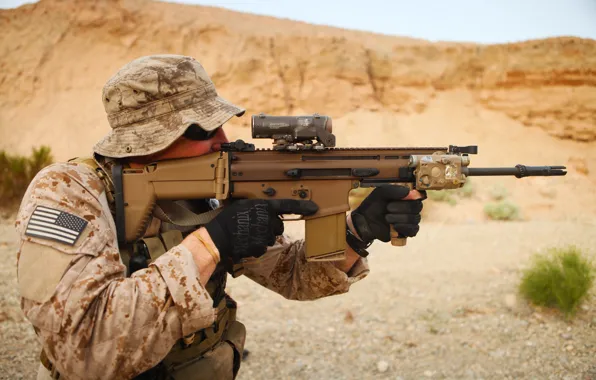 Gun, USA, United States, soldier, weapon, stars, man, flag