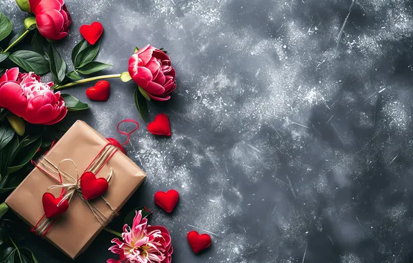 Картинка любовь, цветы, подарок, романтика, love, happy, День святого Валентина, heart
