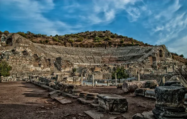Развалины, руины, Турция, амфитеатр, Эфес