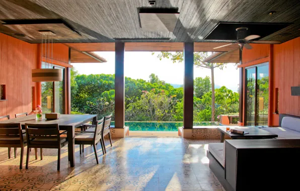 Интерьер, бассейн, Phuket, гостиная, столовая, Sri-Panwa, Garden view