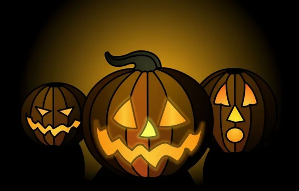 Тыквы, Halloween, Хеллоуин, трио