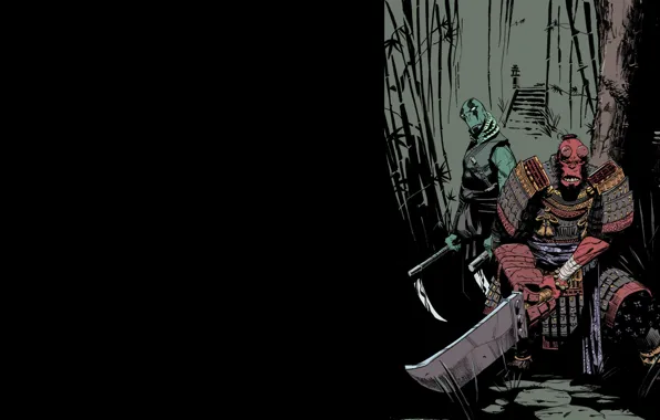 Комикс, Арт, Abe Sapien, Hellboy, Феодальная Япония