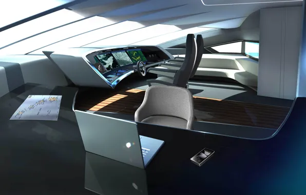 Дизайн, стиль, интерьер, яхта, штурвал, люкс, yacht, cockpit