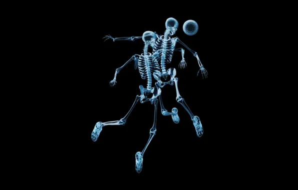 Футбол, мяч, рентген, скелеты