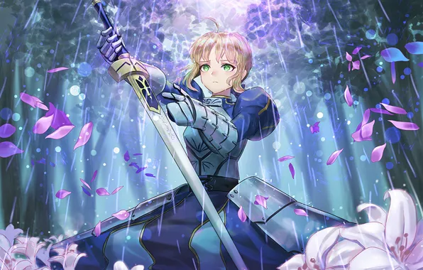 Взгляд, девушка, сейбер, Судьба ночь схватки, Fate / Stay Night