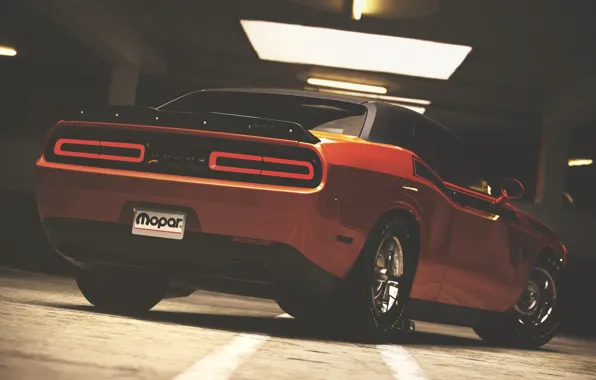 Машина, Оранжевый, Dodge, Challenger, Dodge Challenger, Muscle car, Рендеринг, Transport & Vehicles