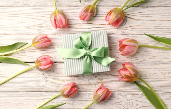 Картинка цветы, подарок, тюльпаны, happy, 8 марта, pink, flowers, tulips