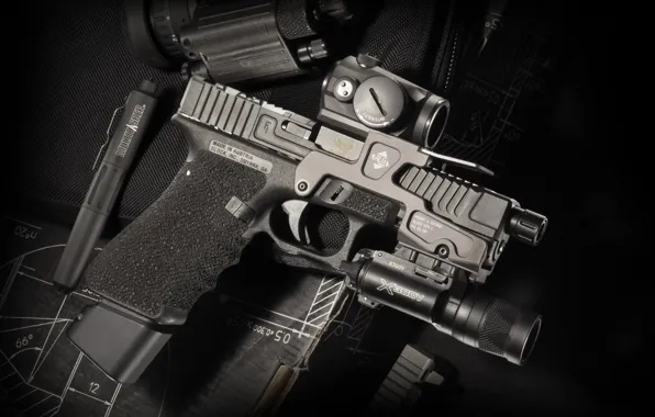 Картинка пистолет, фон, Glock 17, австрийский, самозарядный