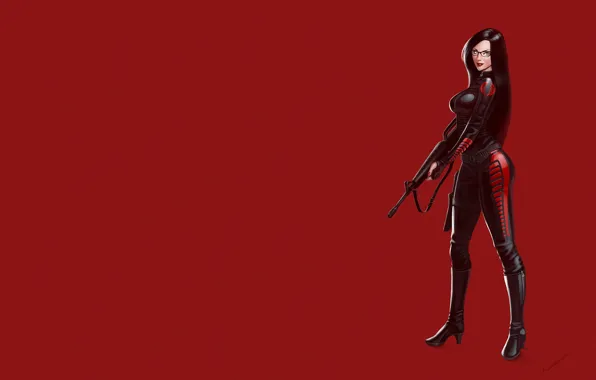 Girl, Red, Gun, Art, Cobra, Illustration, Weapon, Minimalism
