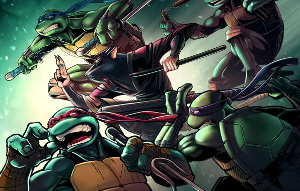 Картинка черепаха, крыса, tmnt, мутант, Raphael, Leonardo, Donatello, Splinter