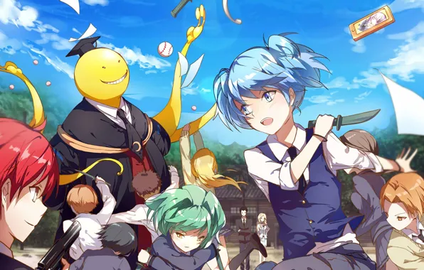 Дети, оружие, аниме, Ansatsu Kyoushitsu, Assassination Classroom, класс убийц, Коро сенсей