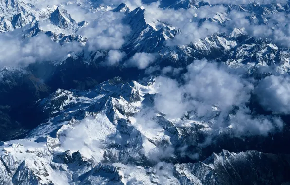 Картинка Облака, Горы, Снег