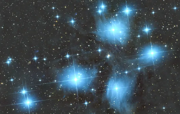 Космос, звезды, M45, Pleiades
