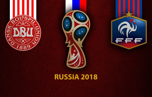 Wallpaper, sport, logo, football, FIFA World Cup, Russia 2018, Denmark vs France