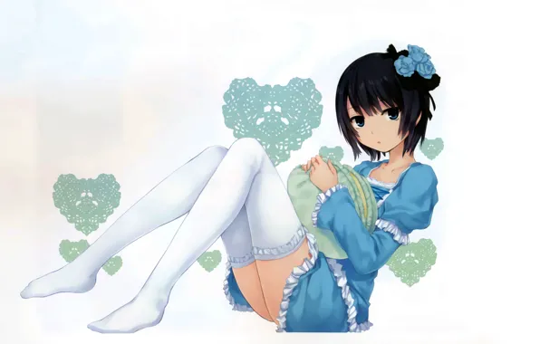 Girl, sexy, dress, anime, blue eyes, beautiful, short hair, pretty