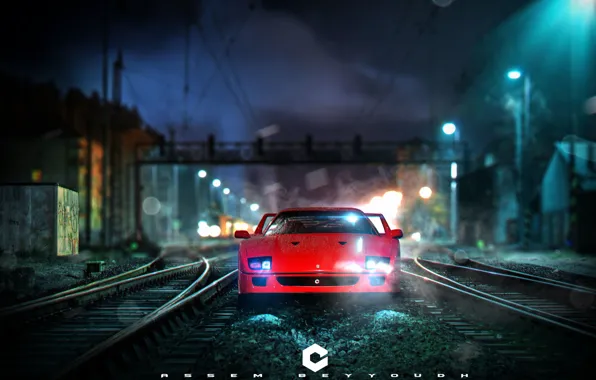 Красный, Авто, Машина, Ferrari, Рельсы, NFS, Need for Speed, Concept Art