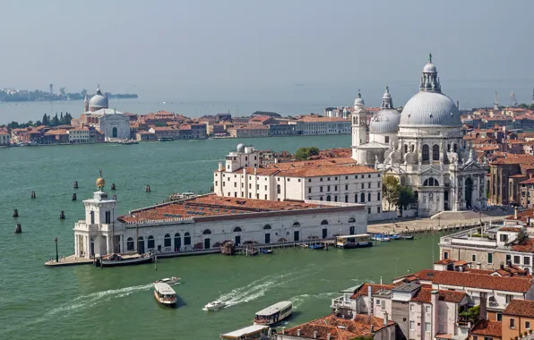 Картинка город, фото, дома, Италия, Венеция, большой канал, Собор Санта-Мари-делла-Салюте
