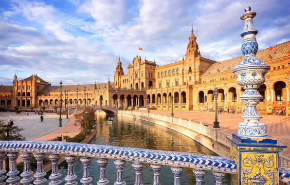 Мост, Испания, дворец, Севилья, Sevilla, Plaza de Espana