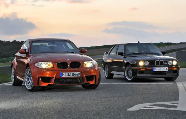 Картинка BMW, Улица, БМВ, Оранжевый, Чёрный, 1 Series, Передок, Два