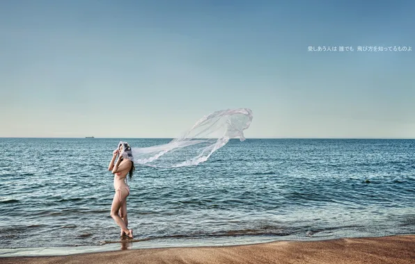 Море, девушка, бикини, азиатка