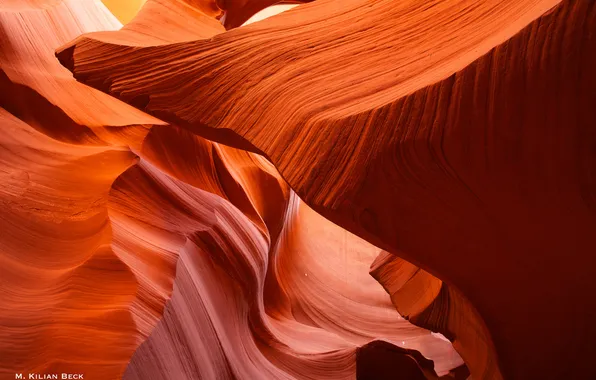 Картинка природа, скалы, текстура, Аризона, США, Каньон Антилопы