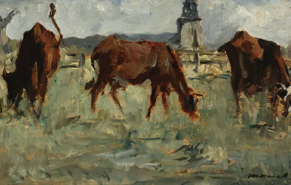 Животные, картина, Эдуард Мане, Eduard Manet, Коровы на Пастбище