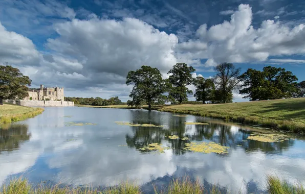 Картинка река, замок, Англия, Hamsterley, Raby Castle