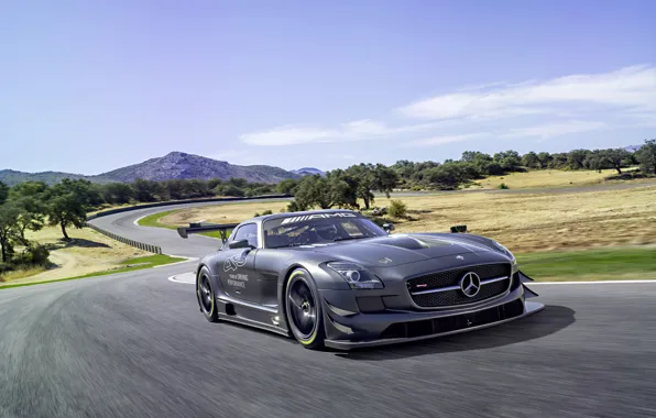 Картинка Mercedes-Benz, Sky, AMG, SLS, GT3, Tuning, Road, Motion