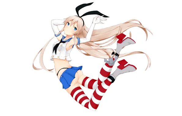 Girl, sexy, thighhighs, long hair, anime, blue eyes, beautiful, pretty