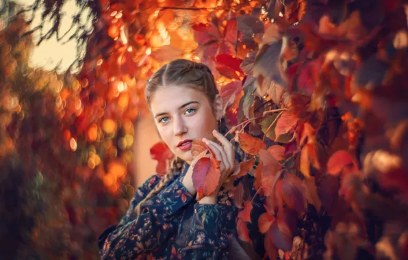 Осень, взгляд, девушка, лицо, портрет, макияж, Таня Маркова