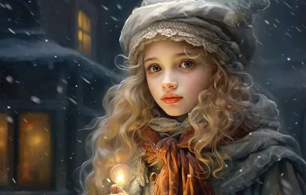 Взгляд, лампочка, свет, ночь, город, дом, шапка, портрет