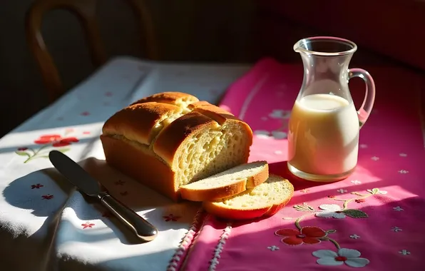 Картинка хлеб, кувшин, ИИ-арт