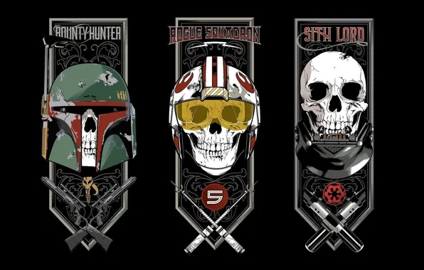 Картинка Star Wars, skull, gun, Darth Vader, sith lord, weapon, rifle, revolver