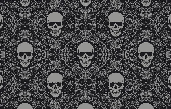 Картинка skull, texture, monochrome, digital art, symmetry, ornamented