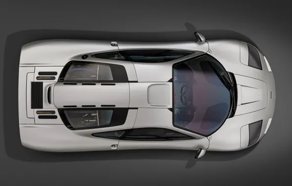 McLaren, Стекло, Двигатель, Руль, Вид сверху, 1993, McLaren F1, Спорткар