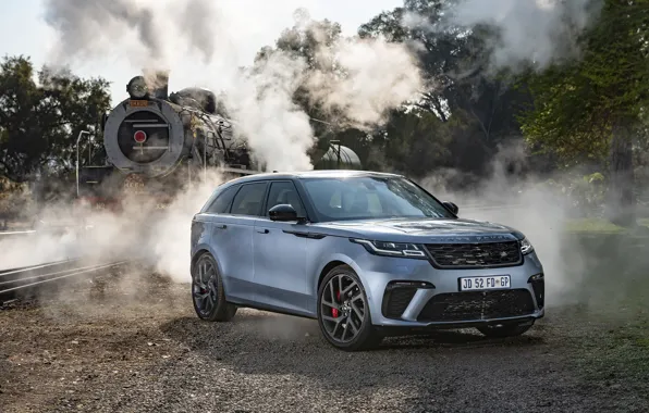 Авто, дым, паровоз, пар, железная дорога, Land Rover, Range Rover, кроссовер