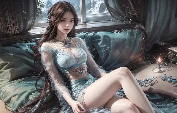 Картинка women, painting, black hair, illustration, AI art