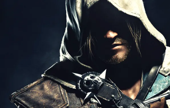Картинка лицо, тень, капюшон, Эдвард Кенуэй, Assassin's Creed IV: Black Flag, Edward Kenway