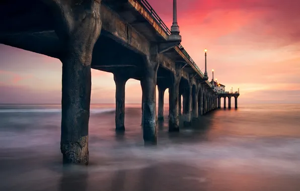 Пейзаж, мост, United States, California, Manhattan Beach