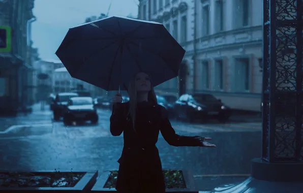 Взгляд, дождь, улица, непогода, жест, rain, street, look