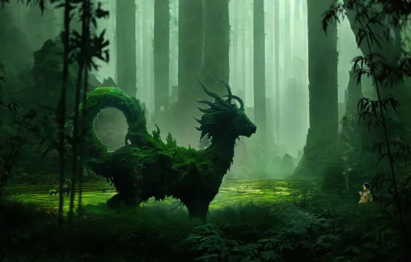Concept art, princess mononoke, mood painting, Kirin, Haneul Lee, Animals & Wildlife